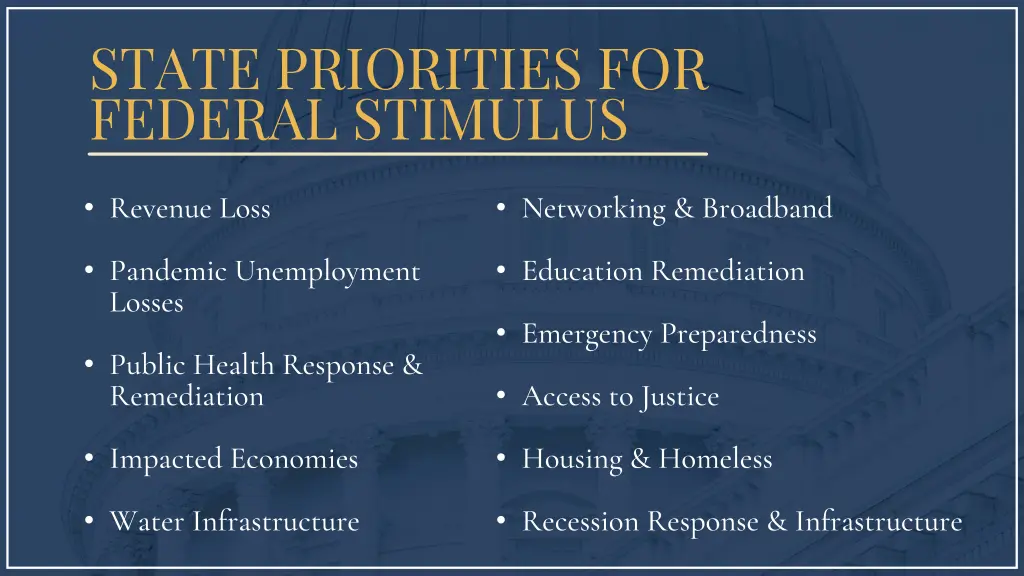 state priorities for federal stimulus