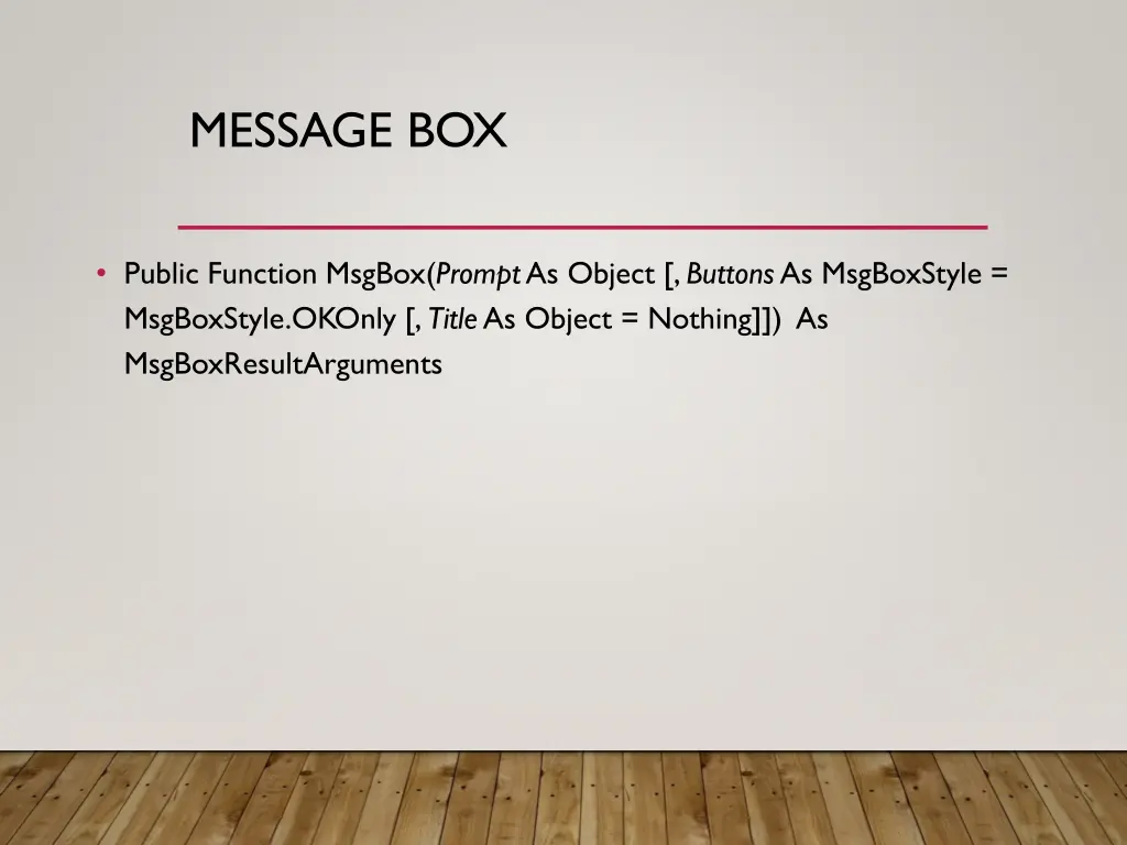 message box