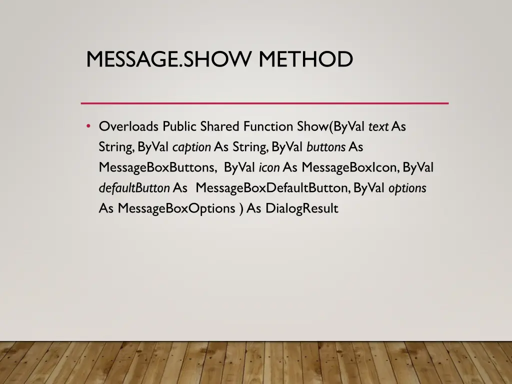message show method