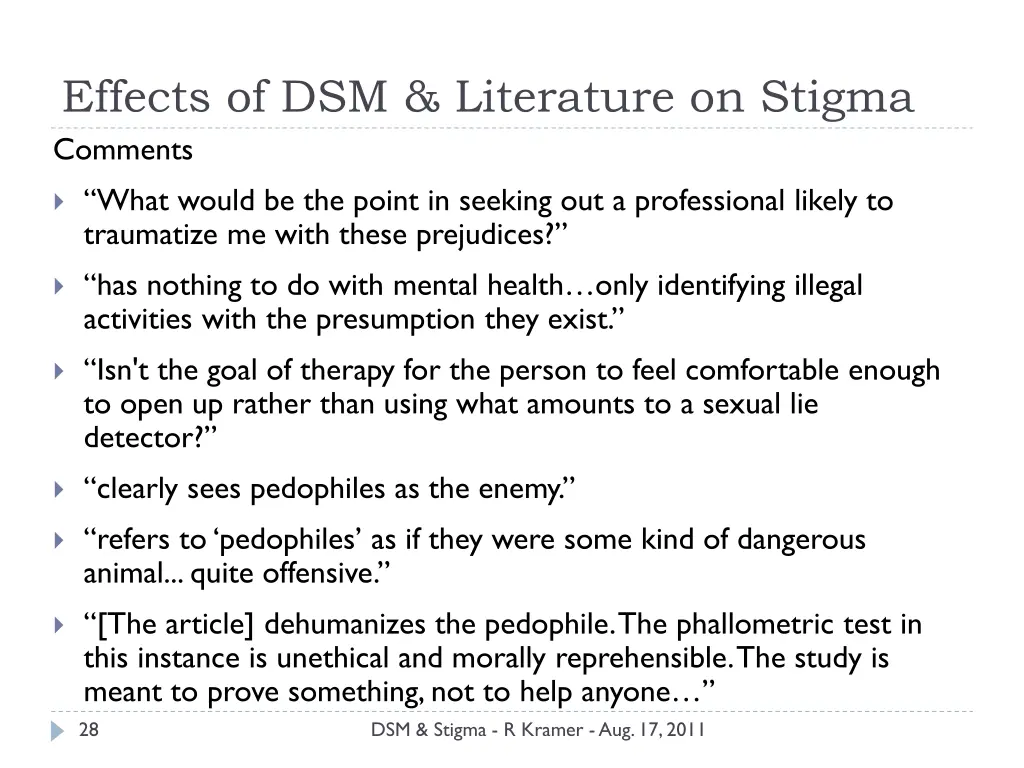 effects of dsm literature on stigma comments