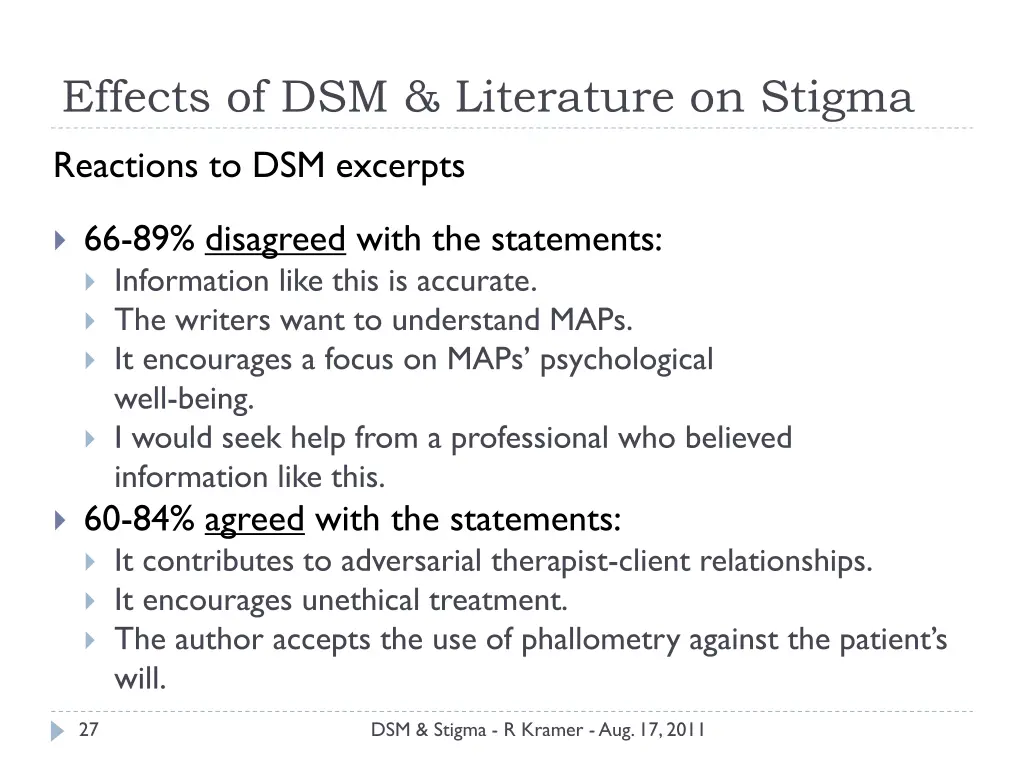 effects of dsm literature on stigma