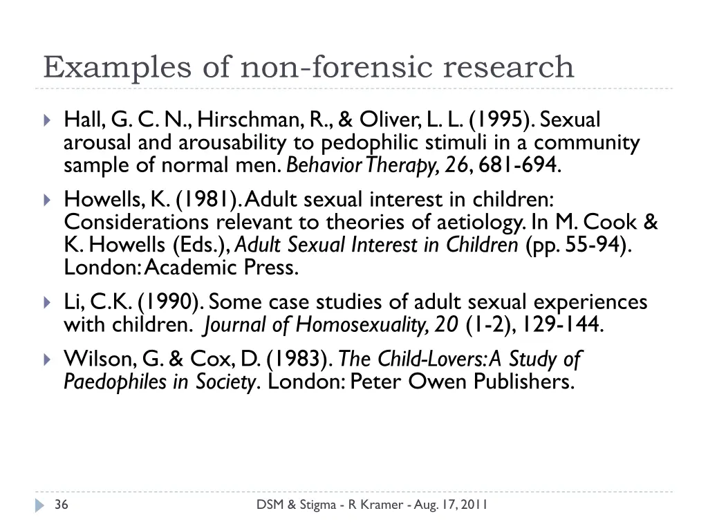 examples of non forensic research