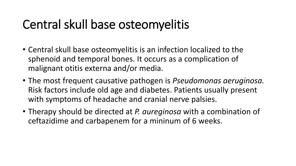 central skull base osteomyelitis central skull