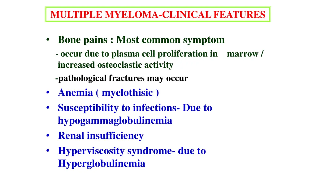 multiple myeloma clinical features