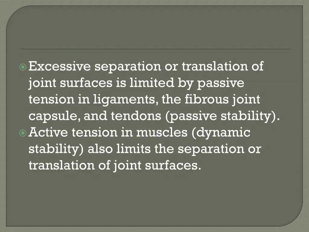 excessive separation or translation of joint