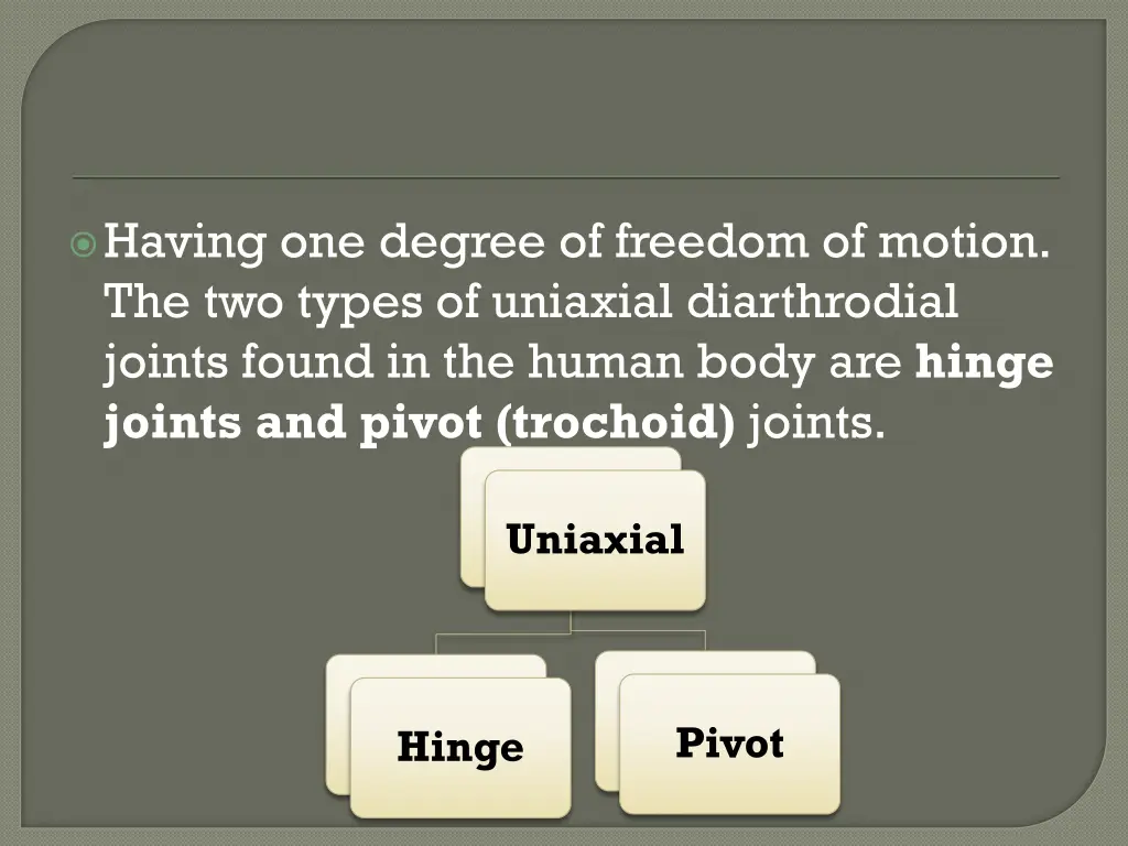 having one degree of freedom of motion