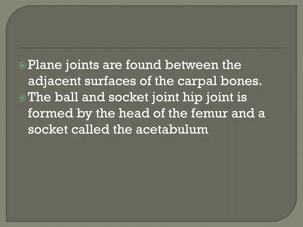 plane joints are found between the adjacent