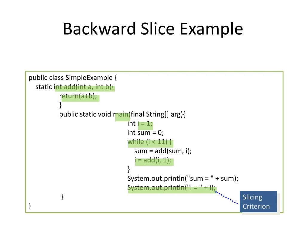 backward slice example