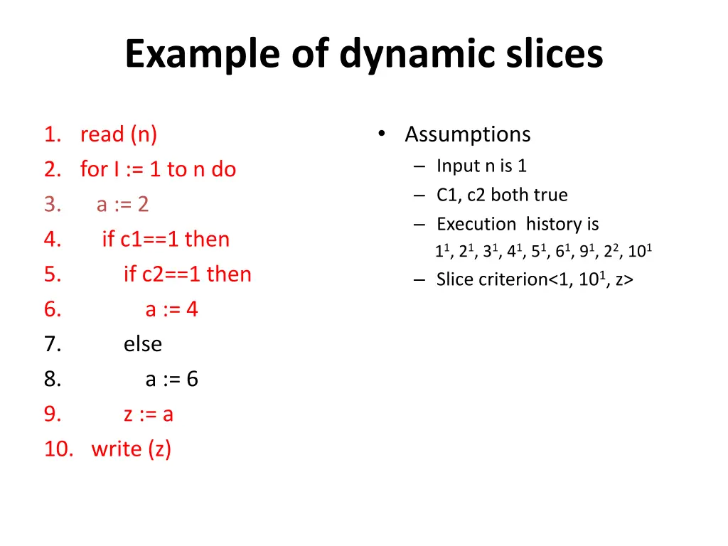 example of dynamic slices