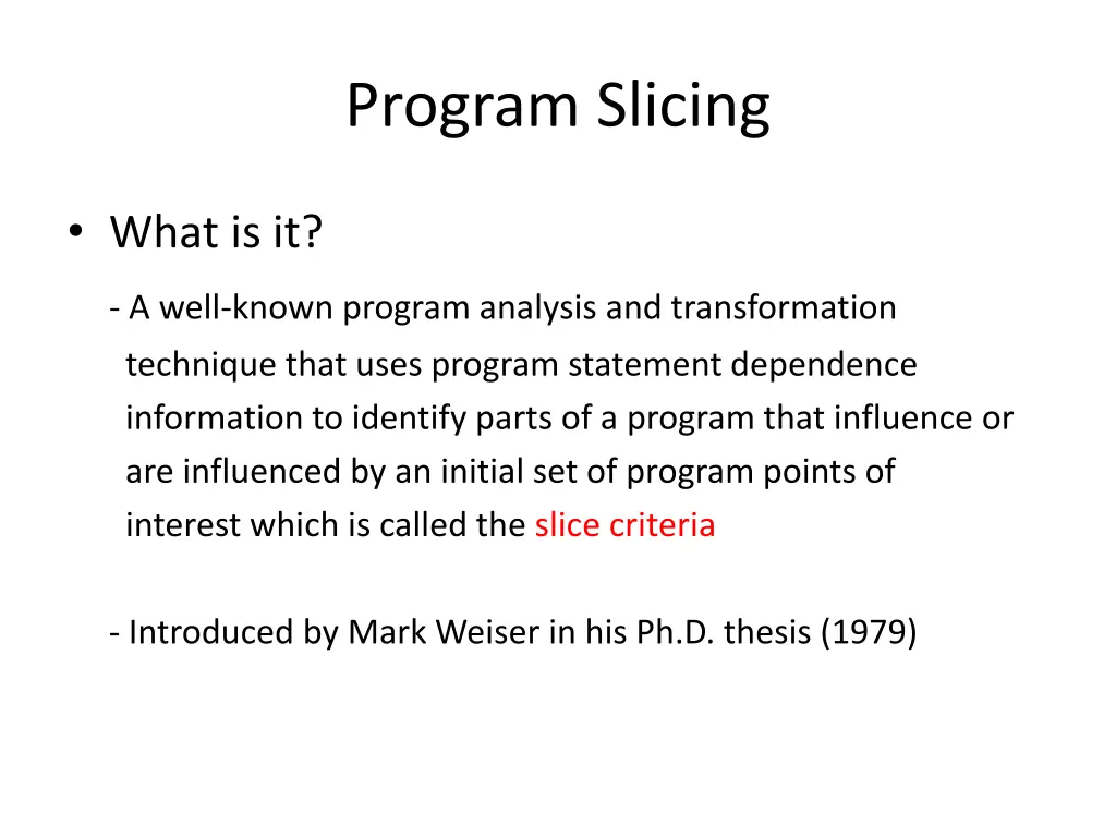 program slicing