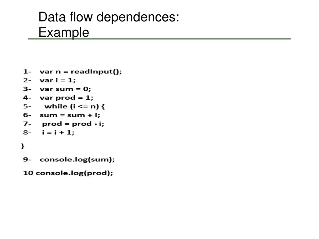 data flow dependences example