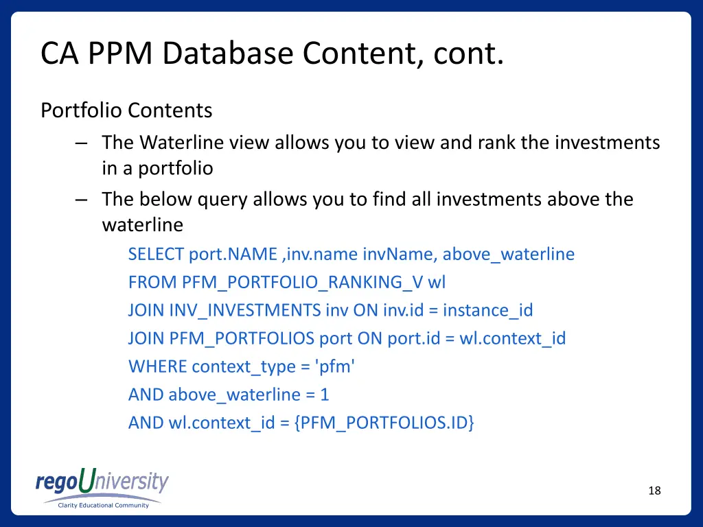 ca ppm database content cont 1