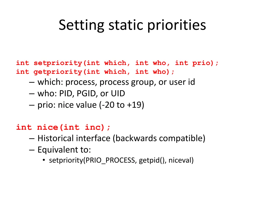 setting static priorities