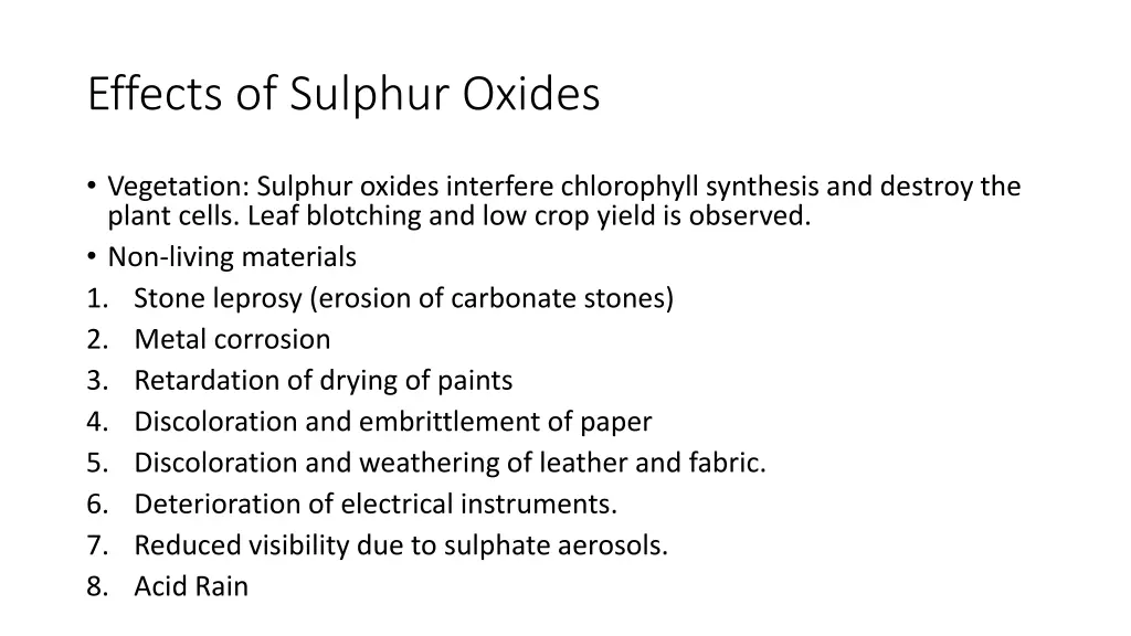 effects of sulphur oxides