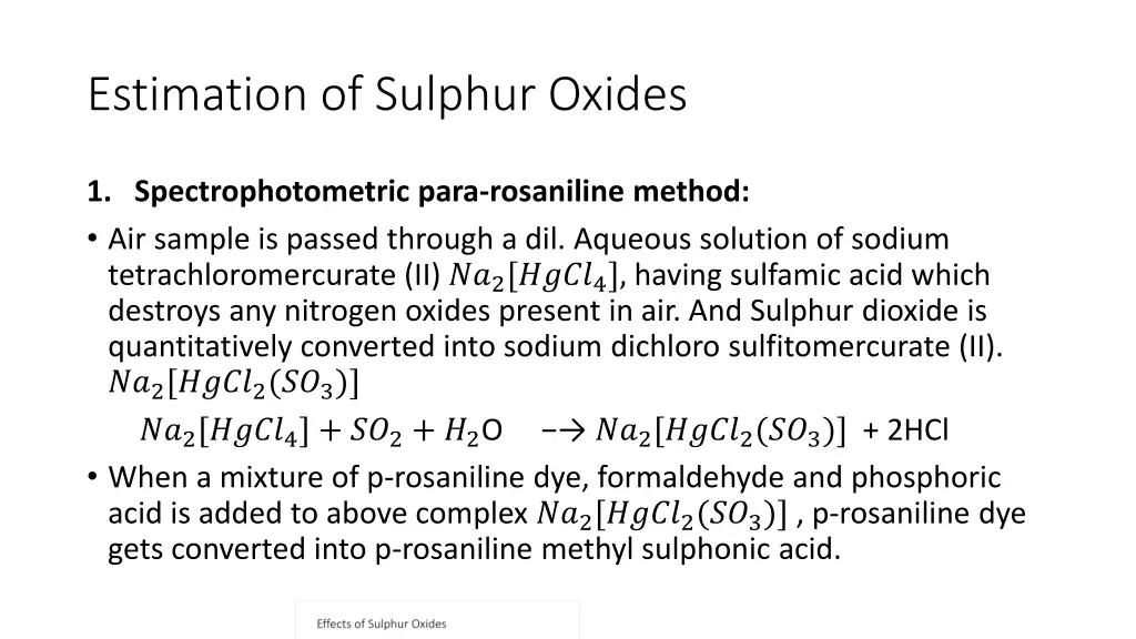 estimation of sulphur oxides