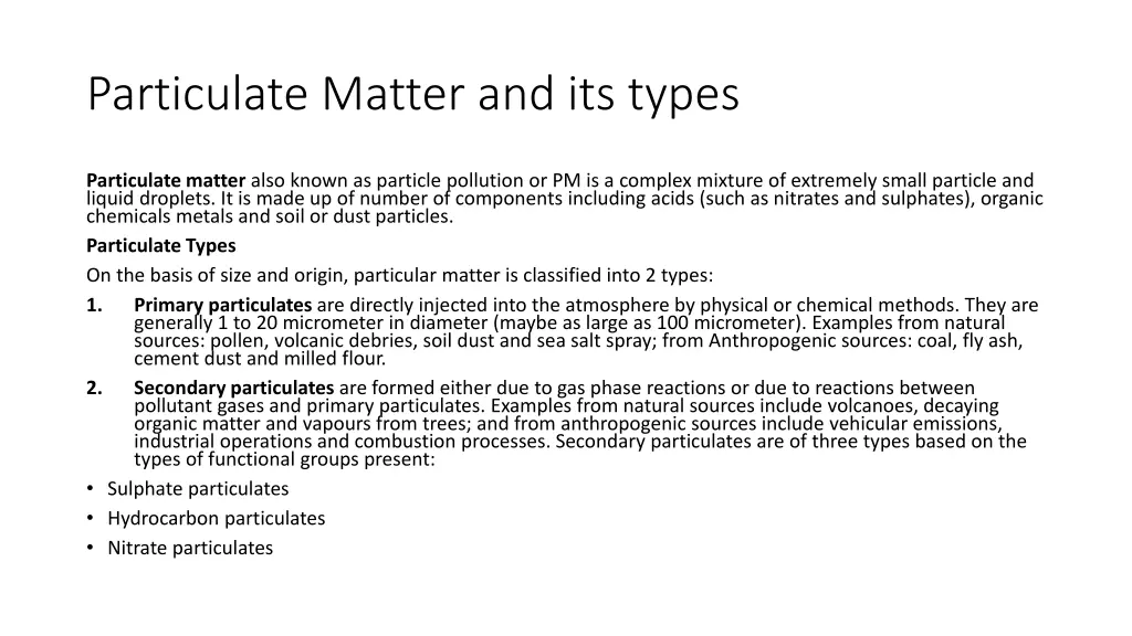 particulate matter and its types