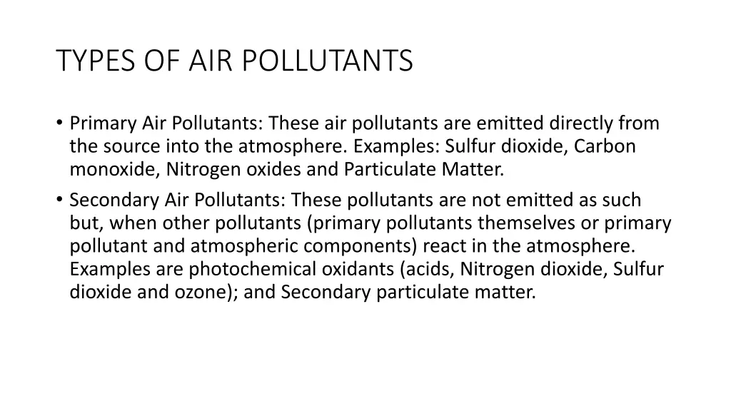 types of air pollutants
