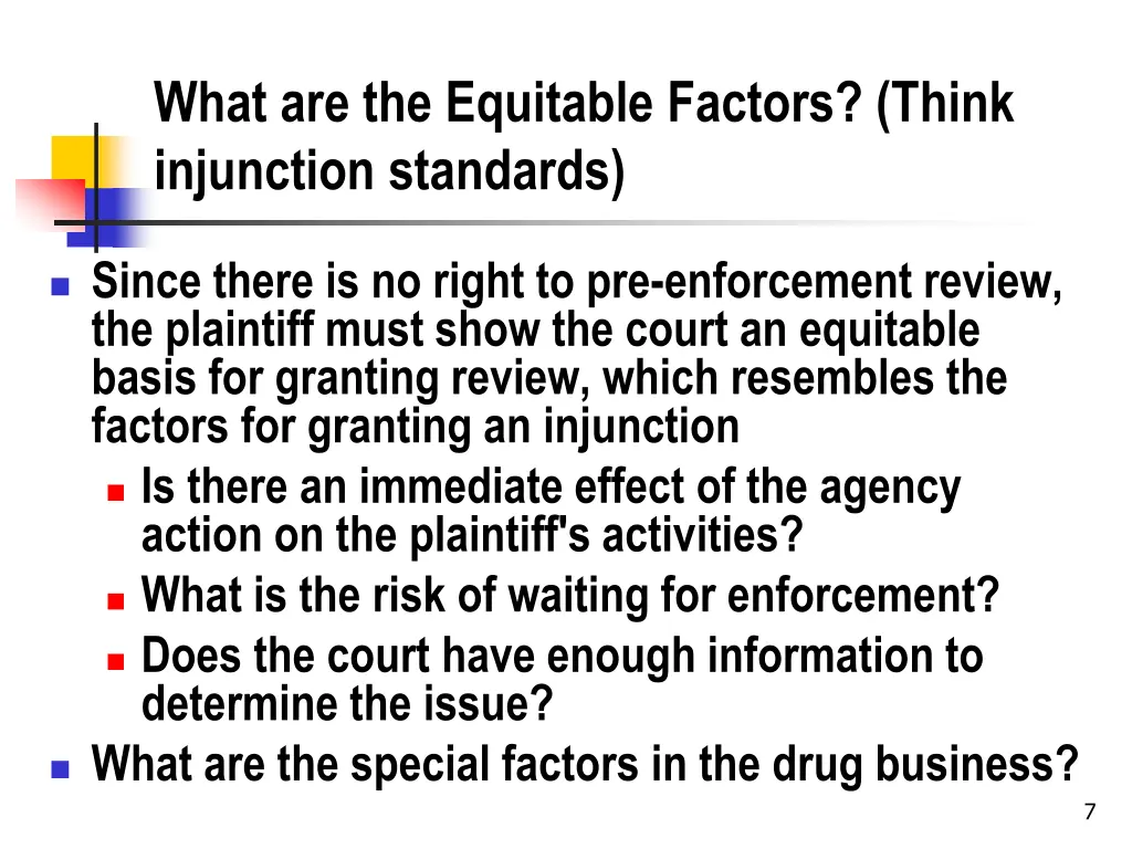 what are the equitable factors think injunction