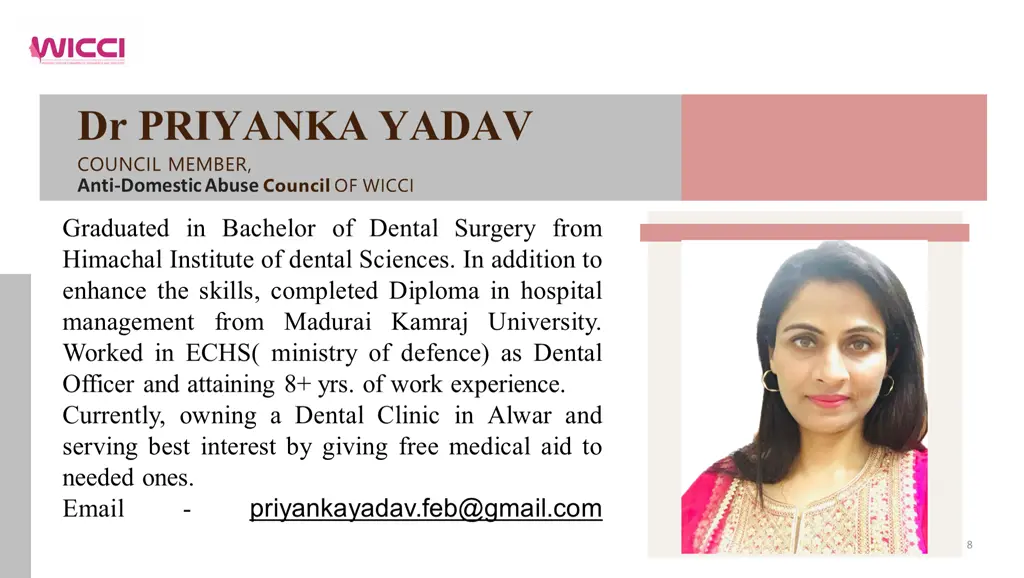 dr priyanka yadav council member anti domestic
