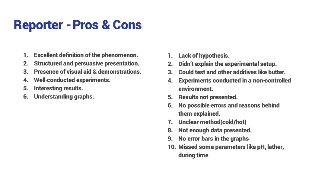 reporter pros cons