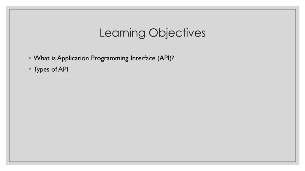learning objectives