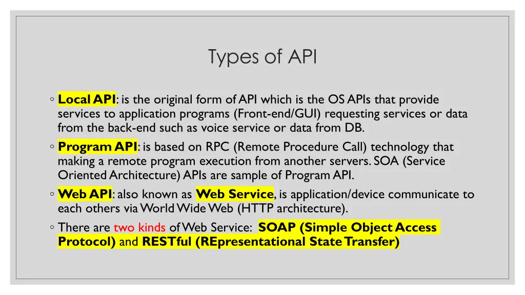 types of api