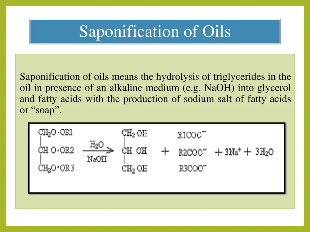saponification of oils