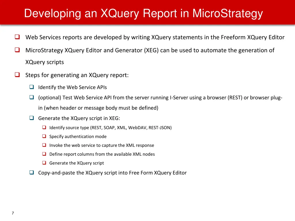 developing an xquery report in microstrategy