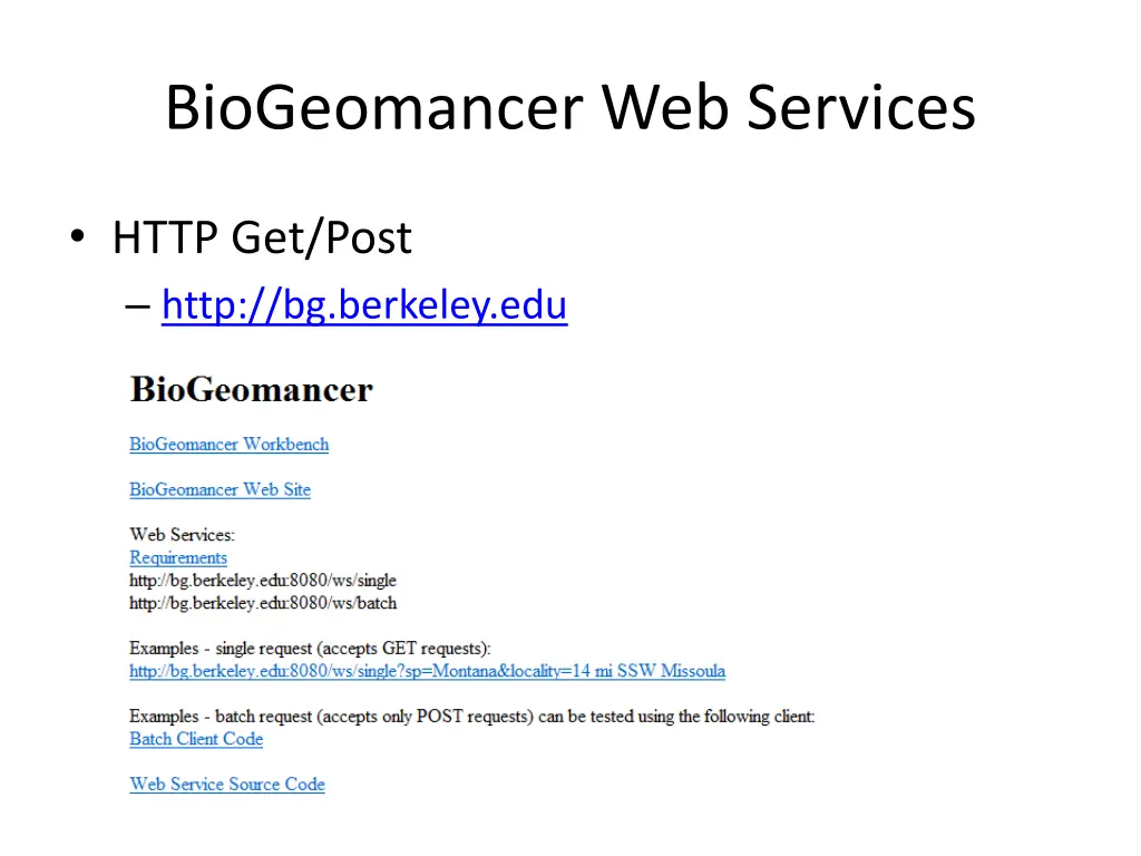 biogeomancer web services