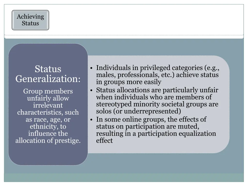 achieving status