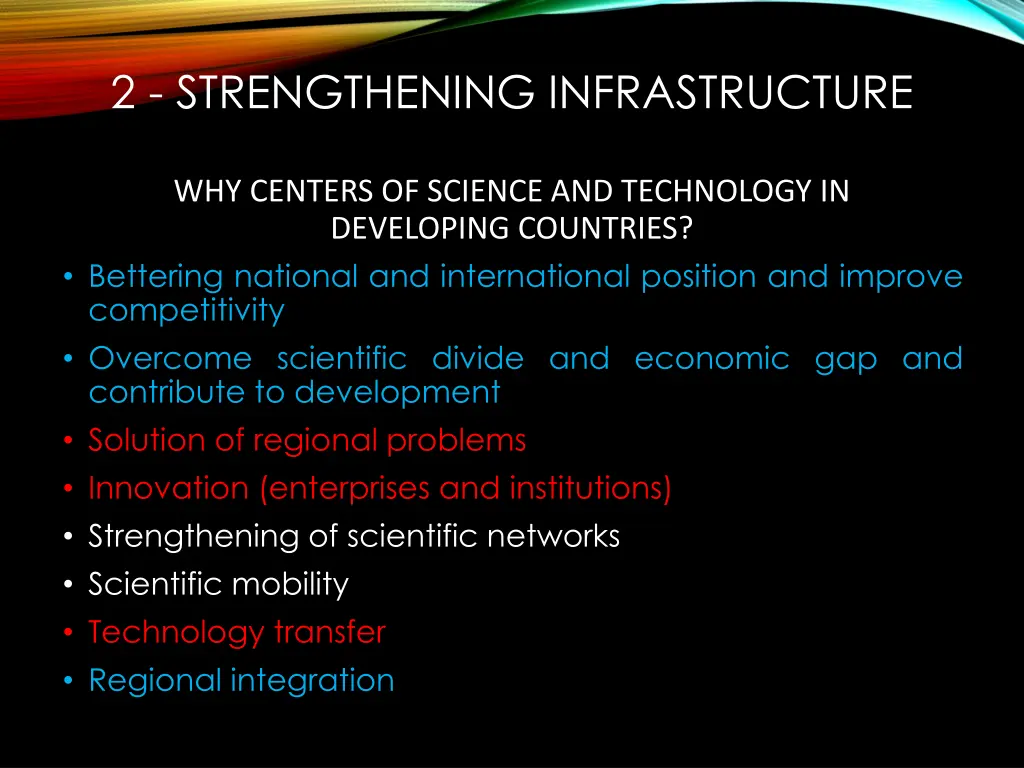 2 strengthening infrastructure