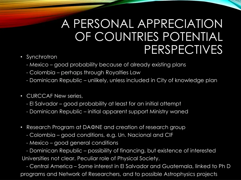 a personal appreciation of countries potential