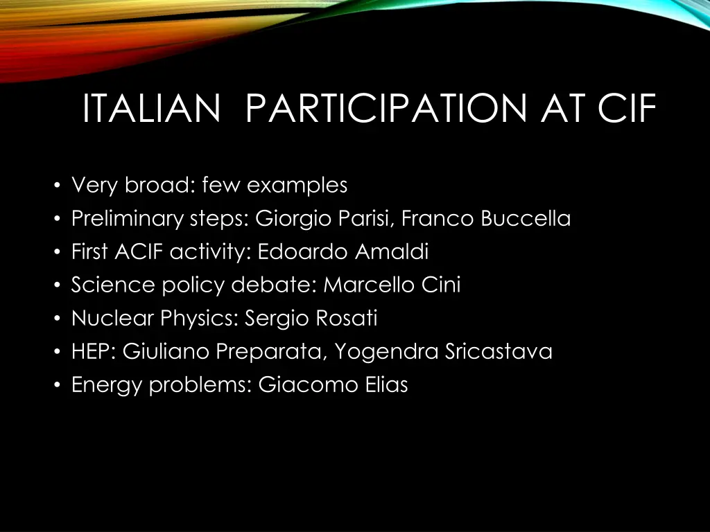italian participation at cif
