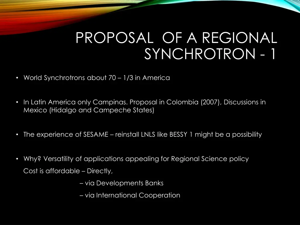 proposal of a regional synchrotron 1