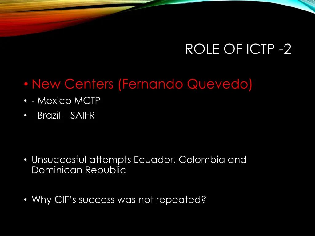 role of ictp 2