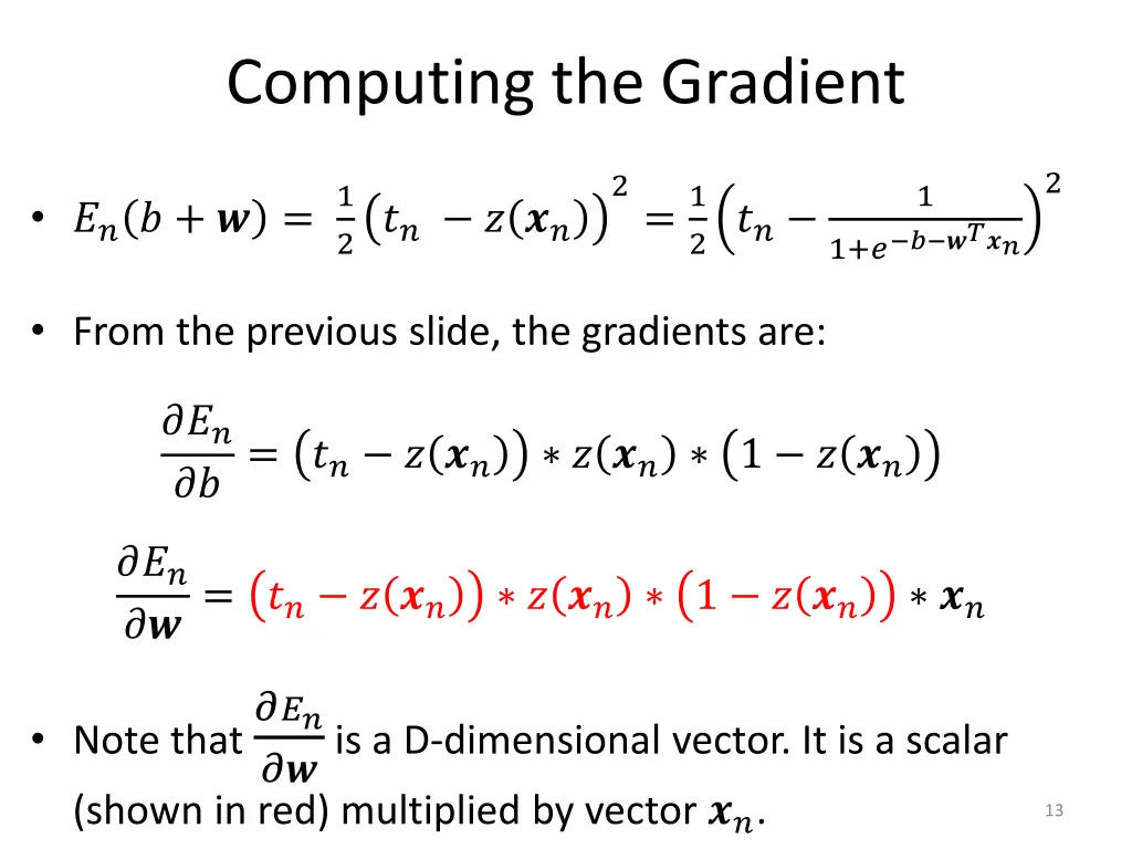 computing the gradient 1