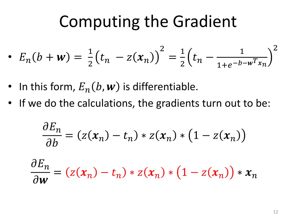 computing the gradient