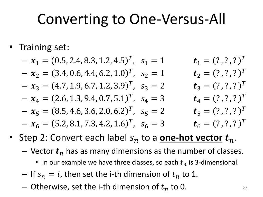 converting to one versus all 2