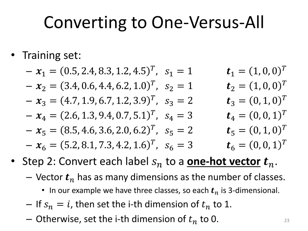 converting to one versus all 3