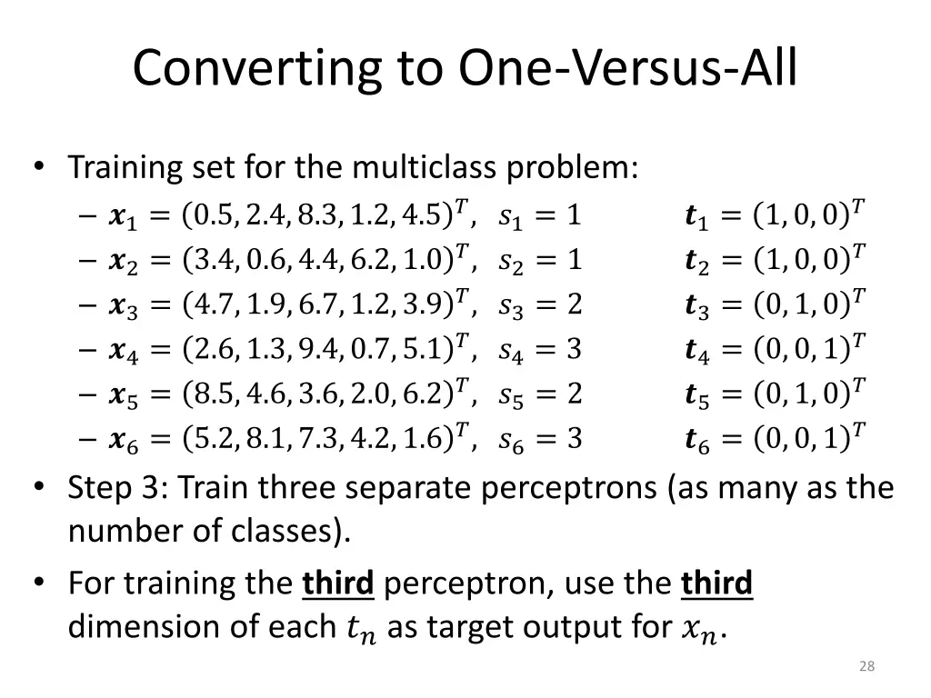 converting to one versus all 6