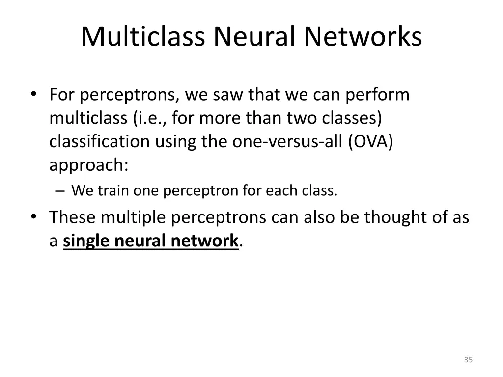 multiclass neural networks