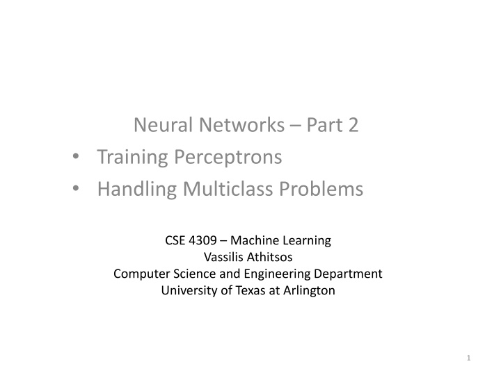 neural networks part 2 training perceptrons