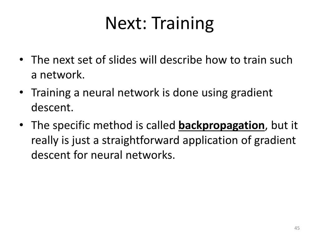 next training