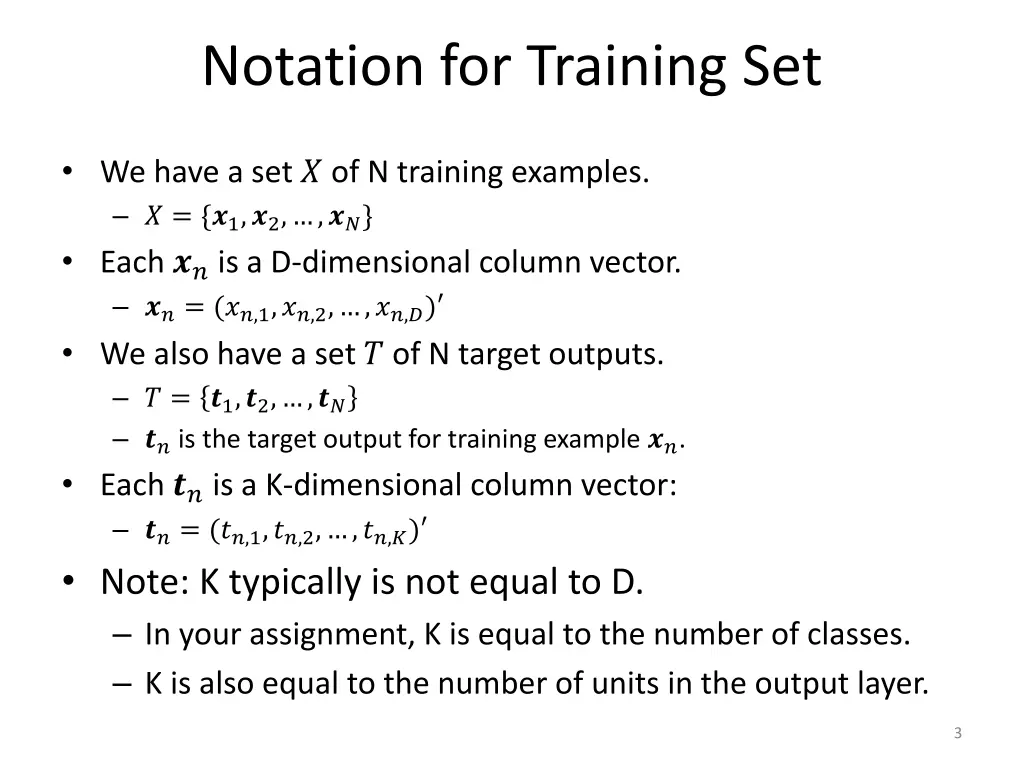 notation for training set