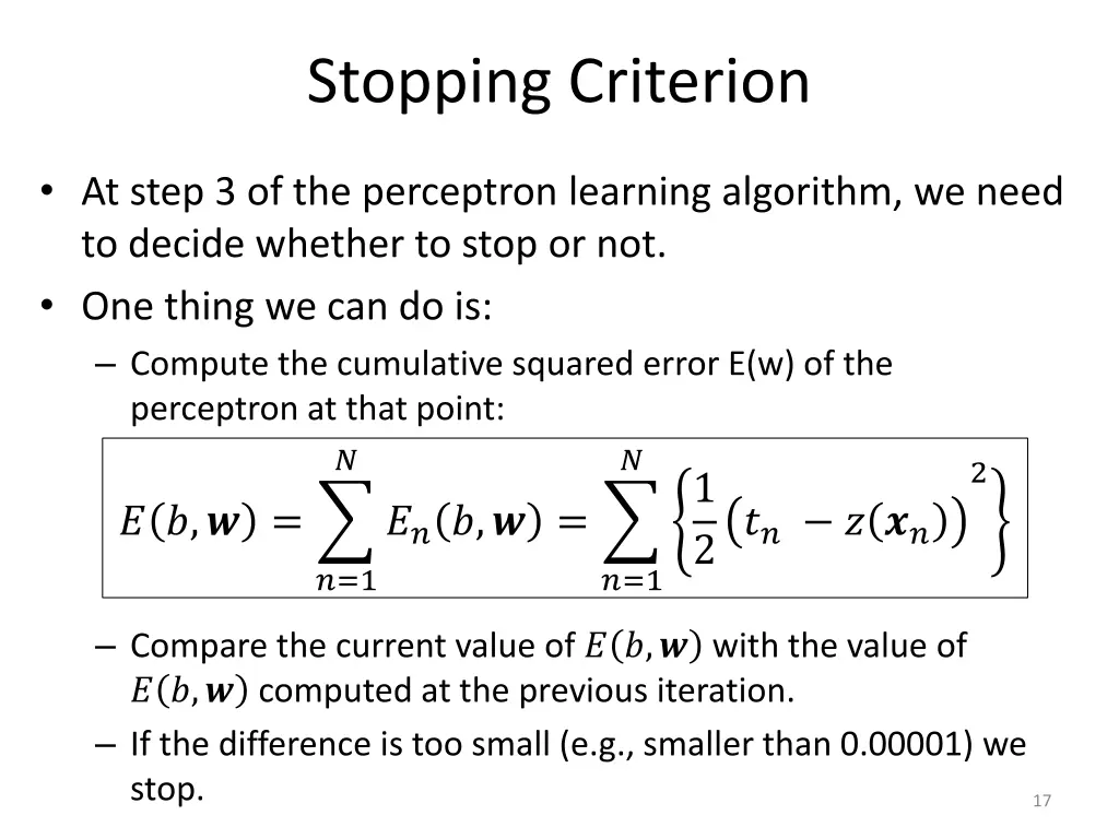 stopping criterion