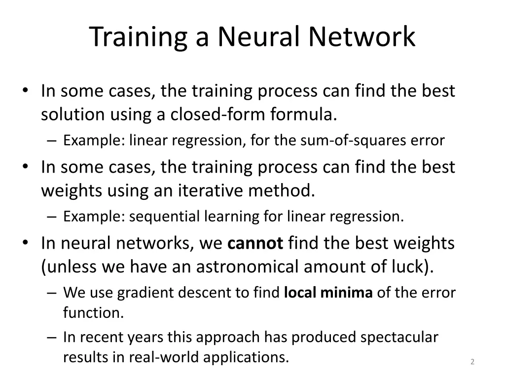 training a neural network