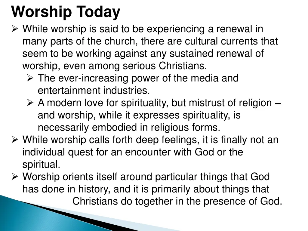 worship today while worship is said