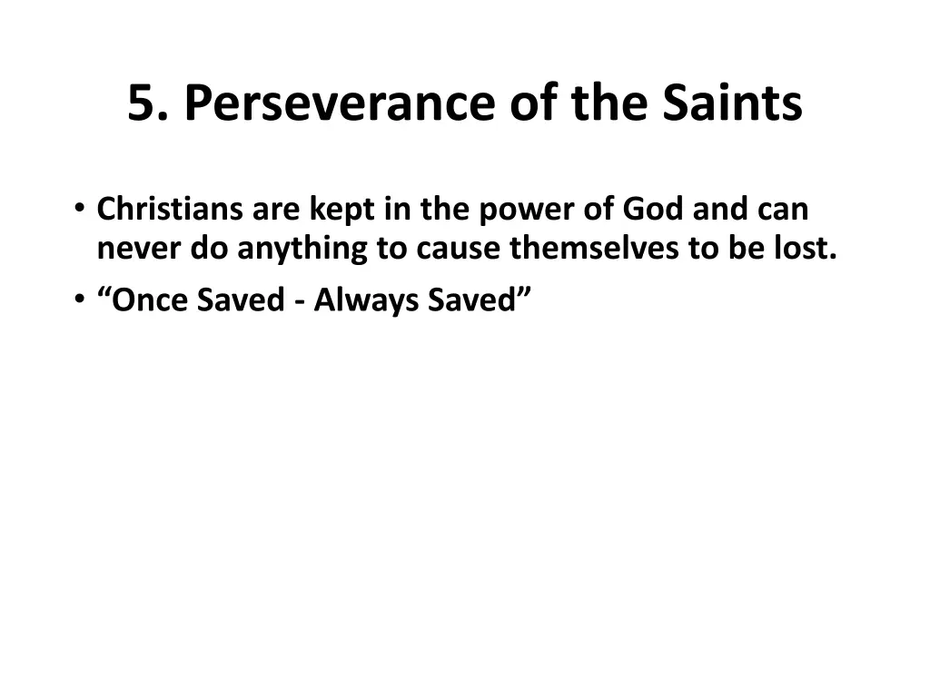 5 perseverance of the saints