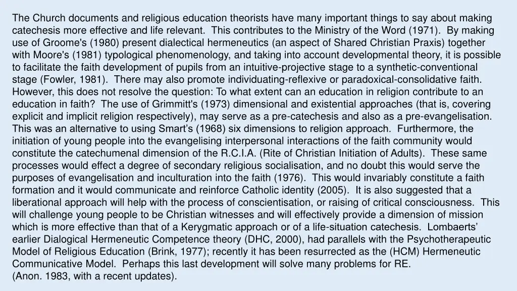 the church documents and religious education