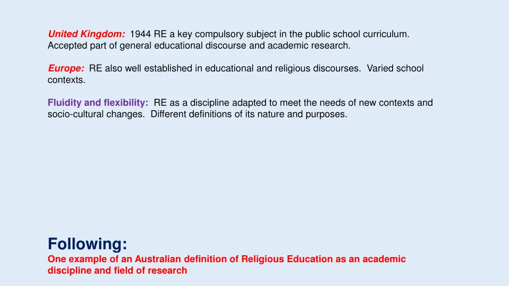 united kingdom 1944 re a key compulsory subject